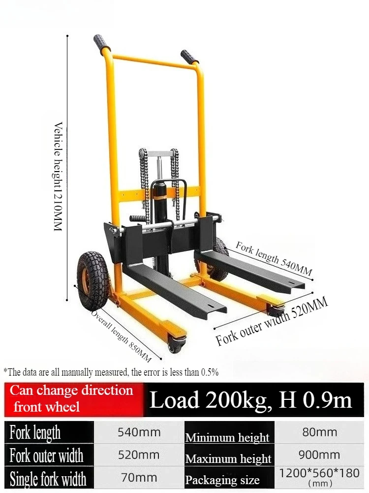 Folding mobile stacker manual forklift hydraulic transporter lifting platform truck loading and unloading