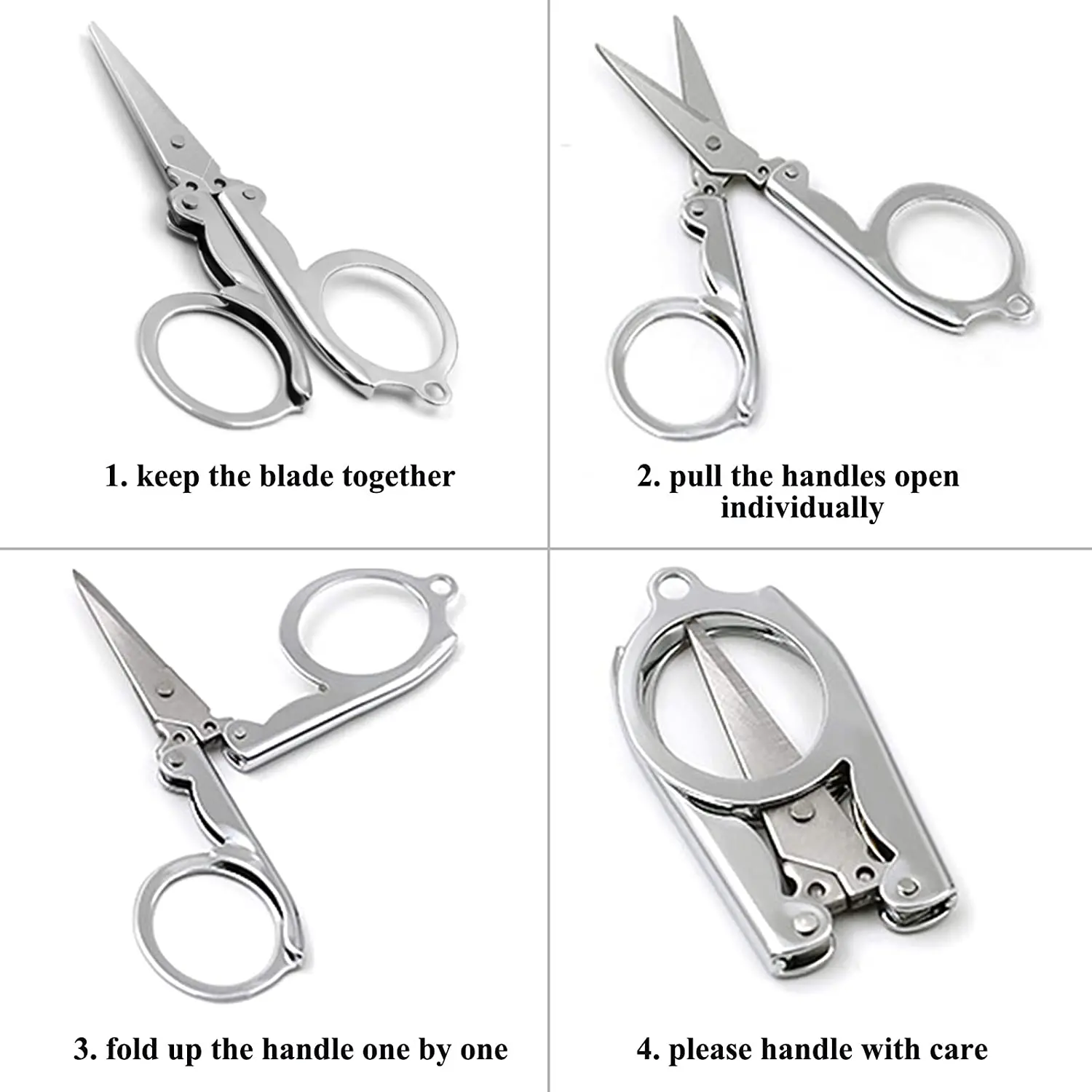 Folding Scissors Portable Stainless Steel Scissors Mini Foldable Travel Pocket Cutter Compact Paper String Craft Scissors