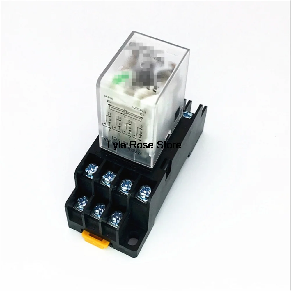 

12VDC 24VDC 24VAC 110VAC 220VAC 3A Coil Power Relay MY4NJ HH54PL 14Pins 4PDT With PYF14A Socket Base