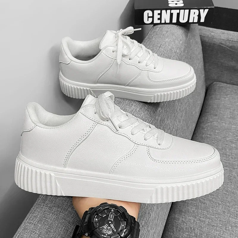 Fashion Leather Men White Sneakers Breathable Comfort Classic Casual Shoes Mens Outdoor Walking Shoes Couple Footwear Size 36-50