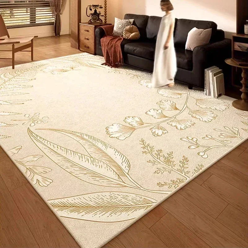 

Коврик с кремовым листом для гостиной, спальни, лесной стиль, ботанический дизайн, мягкий нескользящий коврик, который можно стирать в машине