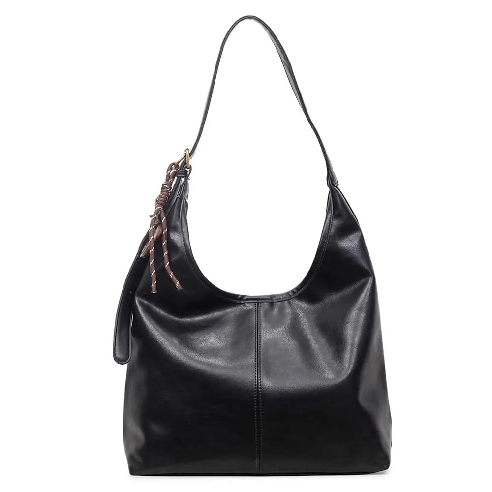 

Women's Hobo Shoulder Bag, Faux Leather Tote Handbag, Available in Black and Coffee