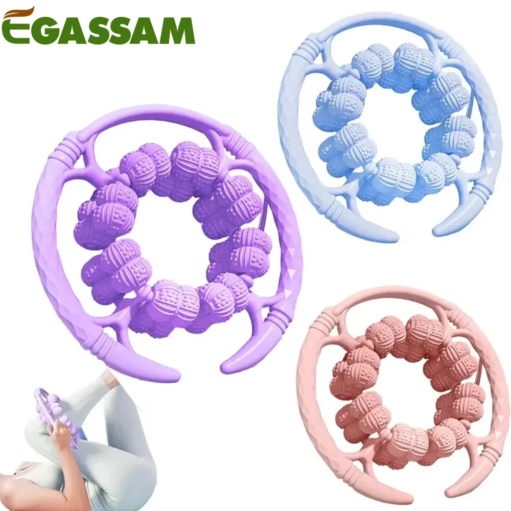 1PCS 32 Wheels Muscle Roller Massager With Circular Leg Clamps - 360 Roller for Leg, Neck, Hand, Arm - Indoor Sports