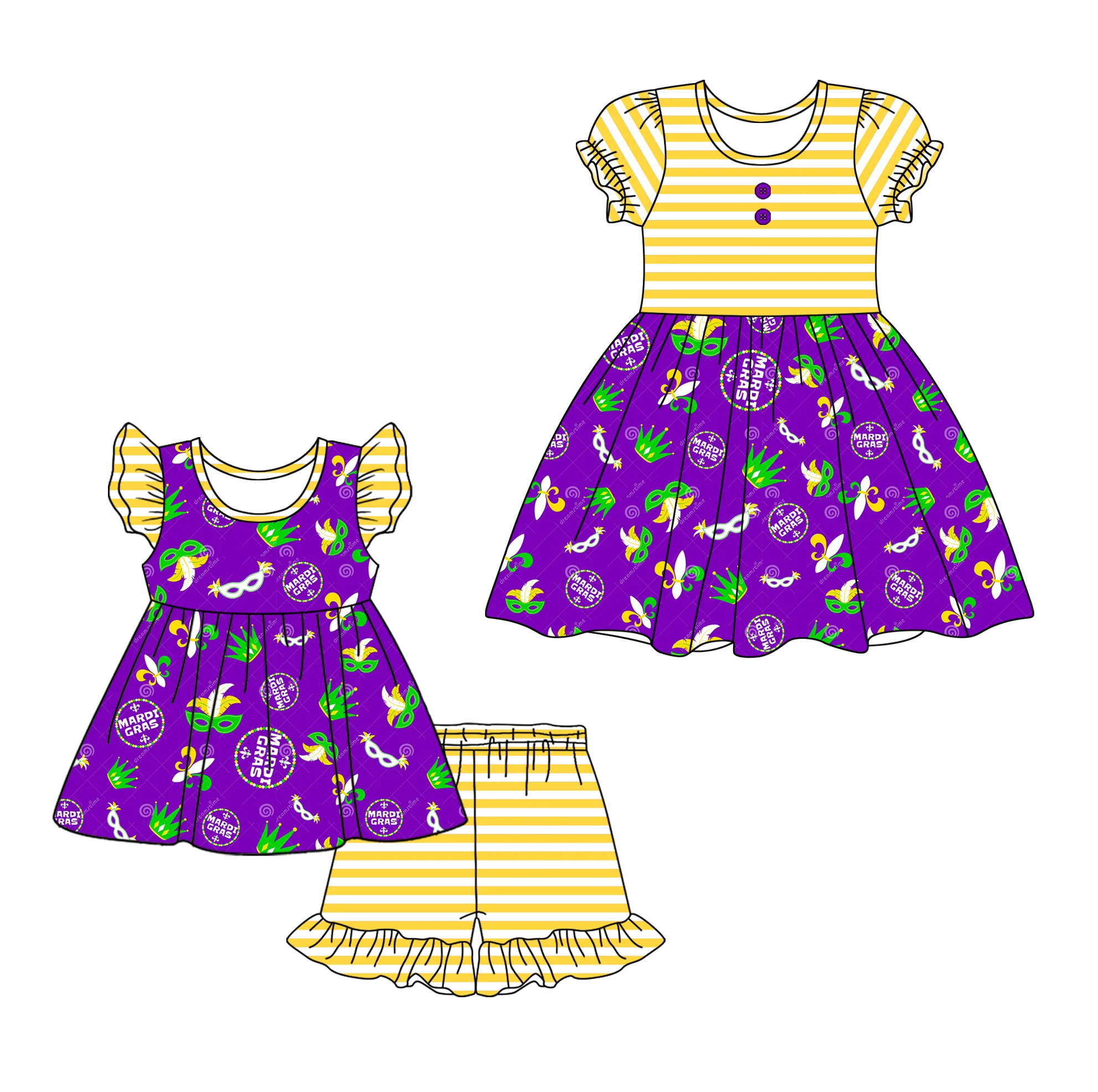 Carnival hot selling boutique children's set pearl arrow print shorts lace girl set baby dress 2-piece set milk silk