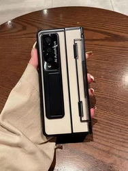 Luxury Black For Samsung Galaxy Z Fold 7 6 5 3 Z Fold 4 Case One-Piece Plating Transparent Case With Stand And Screen Protector