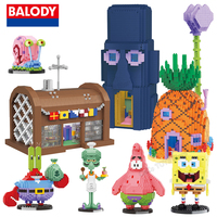 Spongebob Krusty Krab Restaurant Pineapple House Squidward Room Scenes Patrick Star Building Blocks Figure  Model Toys Gift