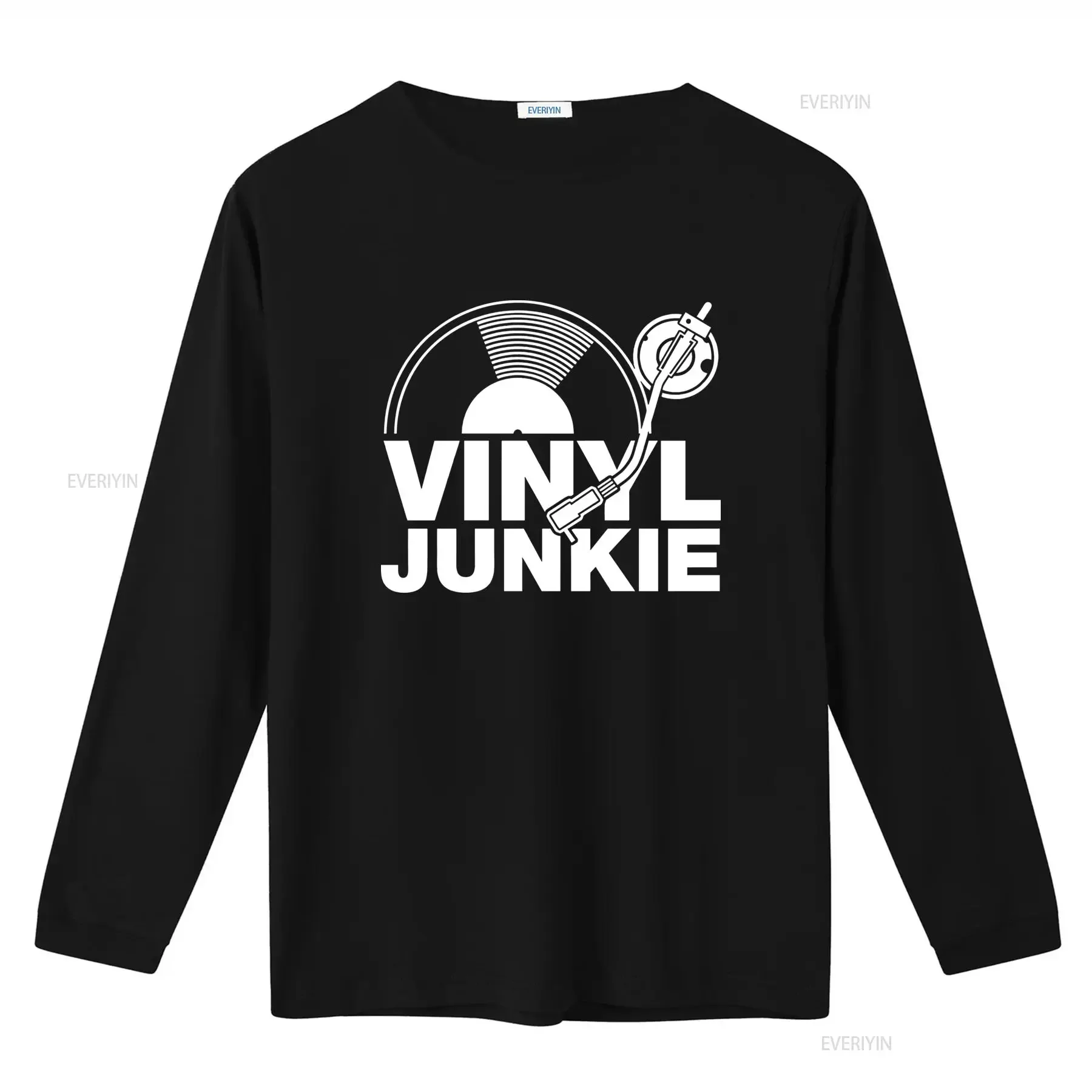 Vinyl Junkie Music DJ Hip Hop Dance Trance Funny Design Men's T Shirt vintage Washed fashion Slightly Versatile Casual graphic