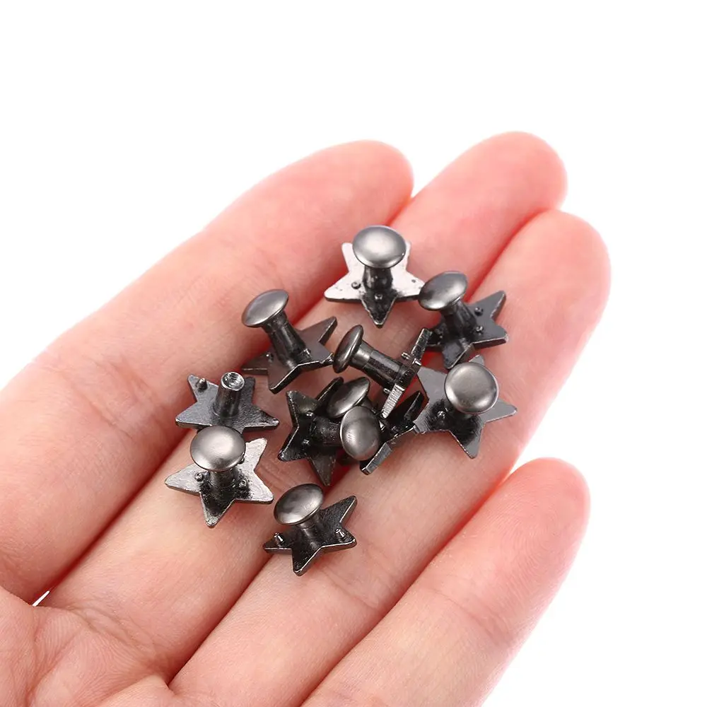 10sets(20pcs) Stars Rivets DIY Clothing Bag Shoes Crafts Decoration Supplies Garment Sewing Glass Drill Nail Button