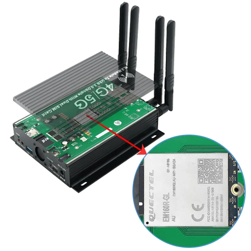 Quectel EM160R-GL Модуль LTE Cat16 M.2 USB-модем с вентилятором-кулером, вспомогательное питание, совместимое с 5G EM9191 EM9190 SIM8200EA-M2