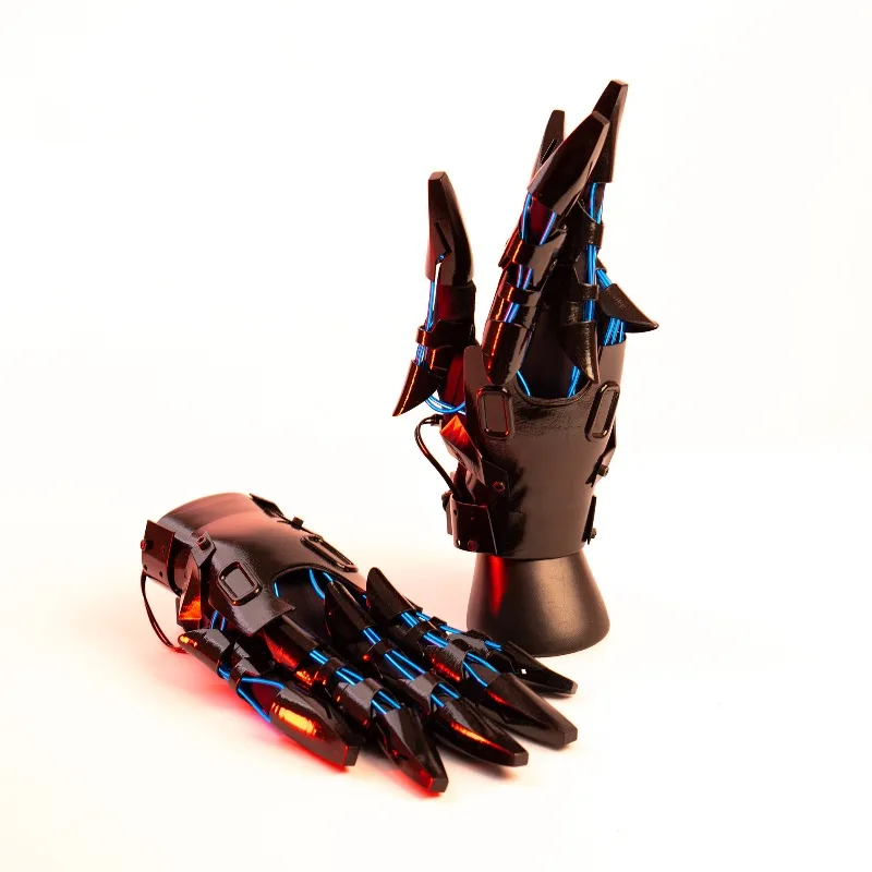 Mechanical luminous knight hand armor men's and women's gloves movable function