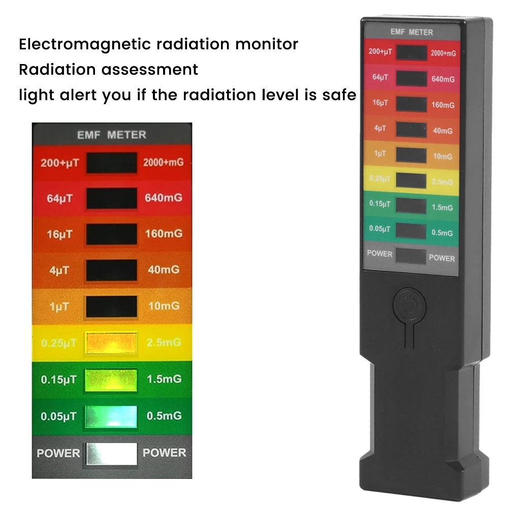 Elektromagnetische Velddetector 8 Led Elektromagnetische Stralingsdetector Gauss Meter Draagbare Emf Magnetische Veldmonitor