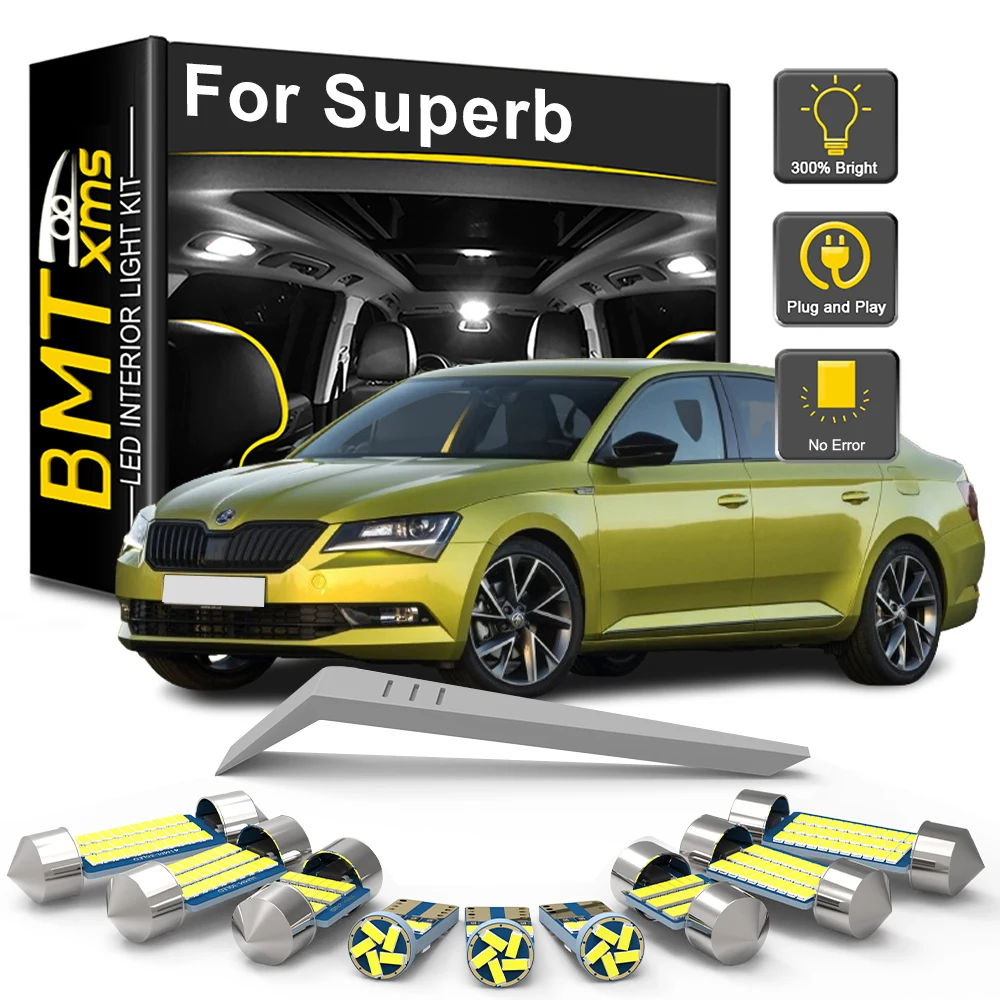 

BMTxms LED Interior Light Bulb Kit For Skoda Superb 1 2 3 MK1 MK2 MK3 Sedan Estate 2001-2011 2012 2013 2014 2015 2016 2017 2018