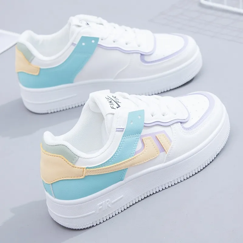 Of White Women Sneakers White Pink Tennis Lovely Casual Shoes Female Student Blue Low Top Platform Flats Ladies Vulcanize Shoes