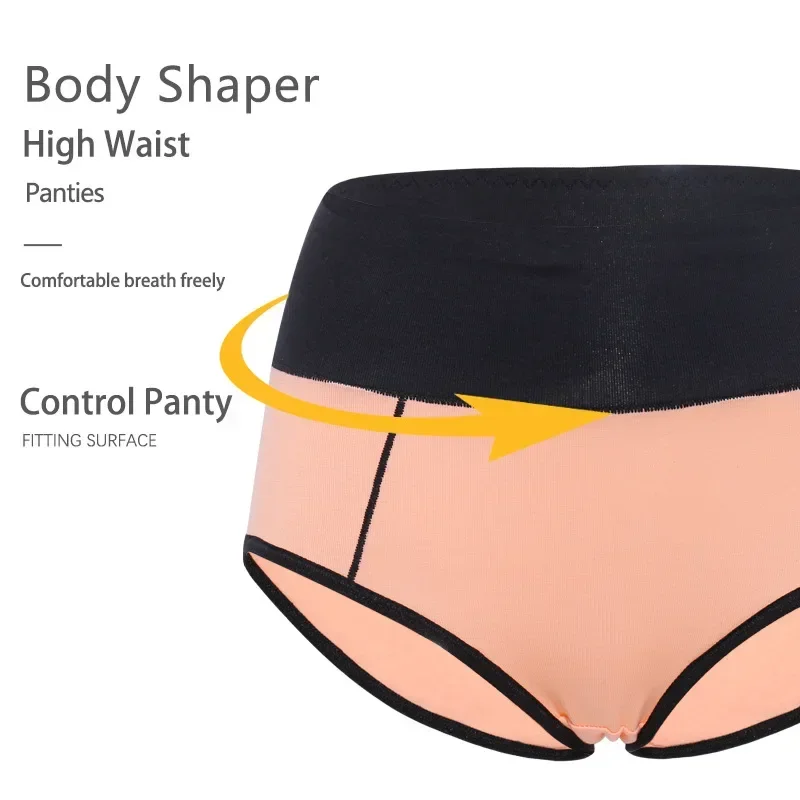 Calcinha feminina sem costura sexy cintura alta briefs plus size algodão cuecas lingerie corpo shaper roupa interior tamanho europeu