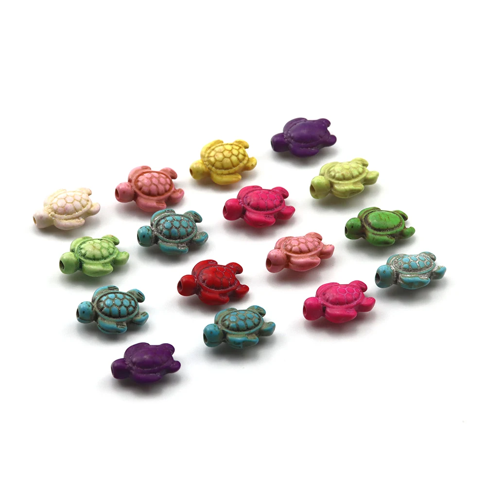 16 Pcs/Bag Of Multi-Color Mixed Natural Dye Turquoise Starfish/Turtle/Beaded DIY Handmade Jewelry