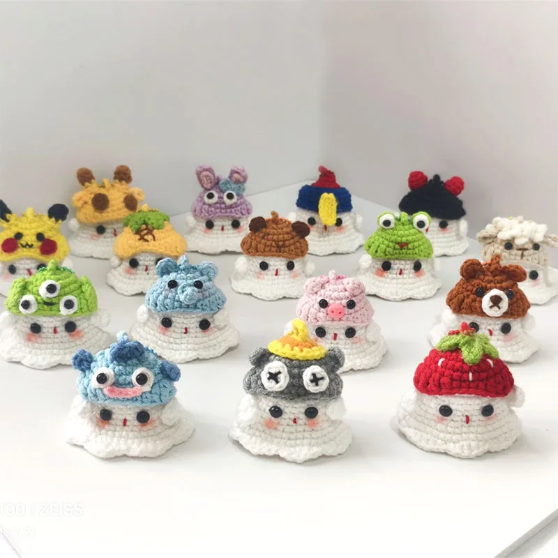 

Pumpkin Ghost Crochet Keychain Christmas Halloween Handmade Knitting Crochet Animal Doll Key Pendant Car Bag Keyring Girl Gift