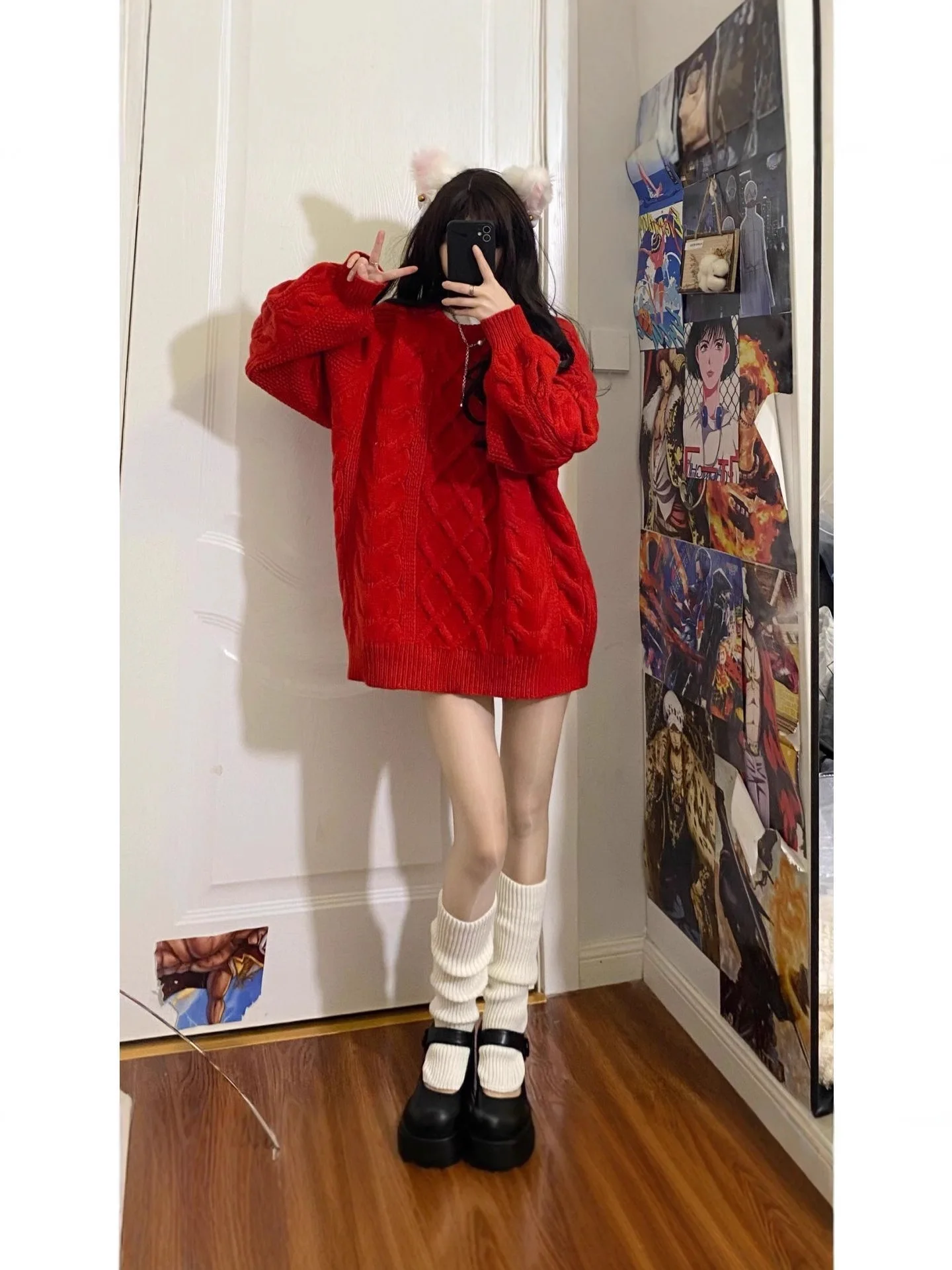 Side profile showing layering over leggings