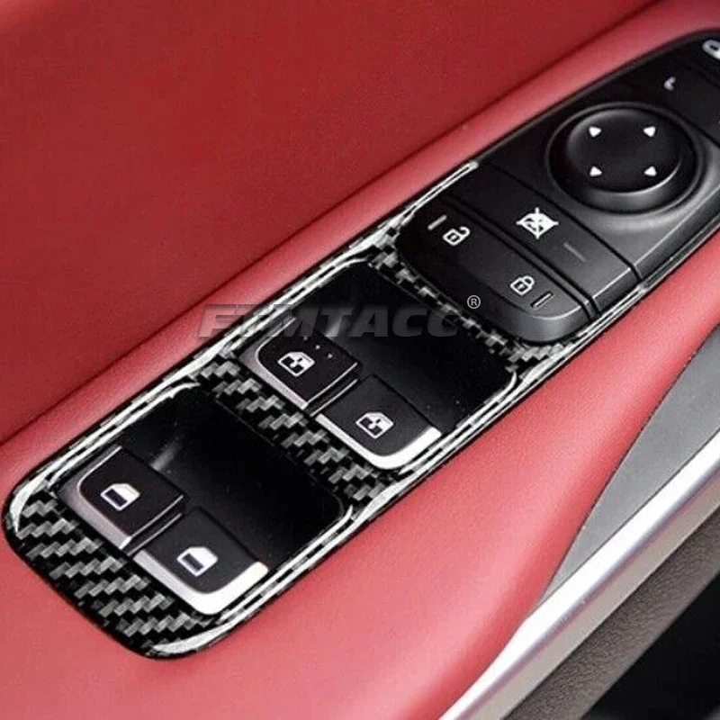 

Car Window Button Frame ABS Carbon Fiber Trim Cover Interior Sticker Decal For Kia Stinger 2018-2023 Accessorie