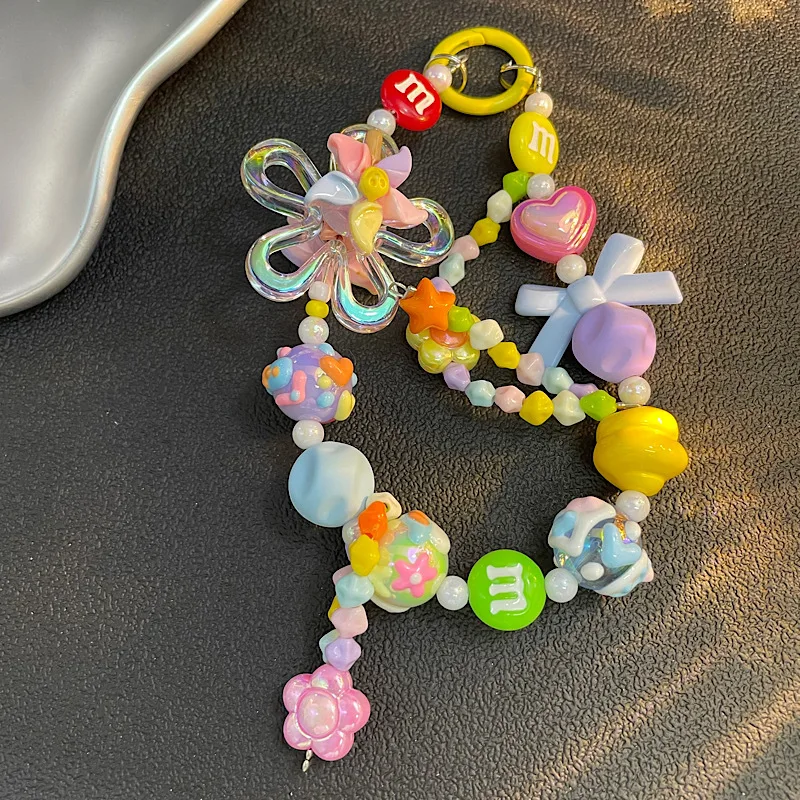 

Круглая цепочка для мобильного телефона из цветного дофамина, свежее и милое украшение на запястье для девочек, подвеска в виде чехла для телефона, ремешок для телефона