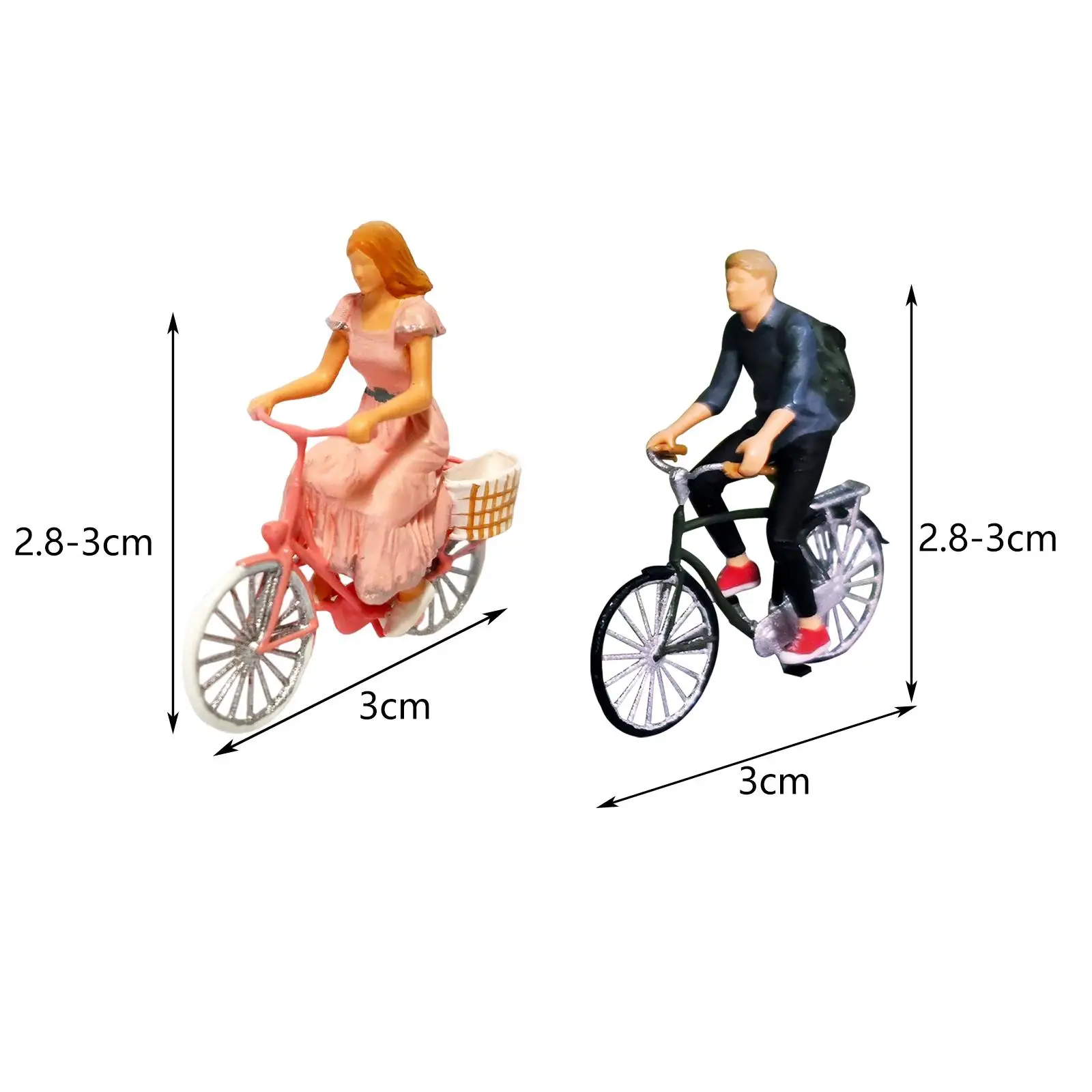 

Realistic 1:64 Scale Painted People Figures Doll Riding Bicycle Model Diorama Scene Layout Sand Table Decoration Tiny People