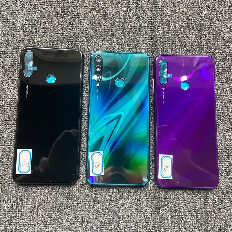 لهواوي Y6P 2020 عودة غطاء البطارية الإسكان الزجاج الباب الخلفي مع عدسة الكاميرا Y6 P MED-LX9 MED-LX9N استبدال