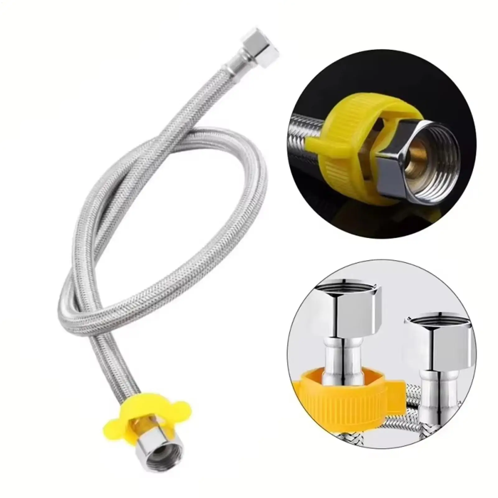 50cm Stainless Steel Explosion-Proof Flexible Braided Hose Faucet Water Pipe Flexible Faucet Hose for Kitchen and Bathroom Plumb