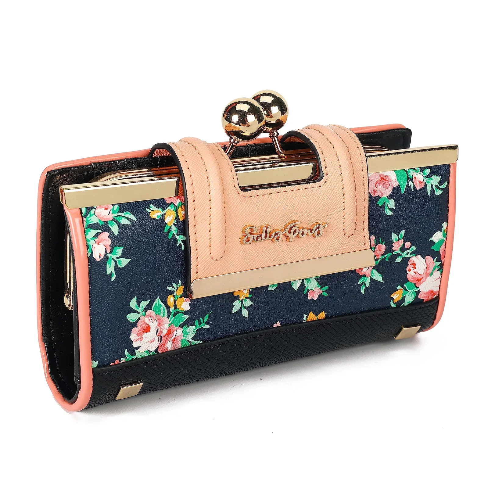 Sally Young Luxury Women Wallet PU Leather Handbag Long Coin Purse 10-card Slots and Clip Clutch Card Holders Ladies Wallet