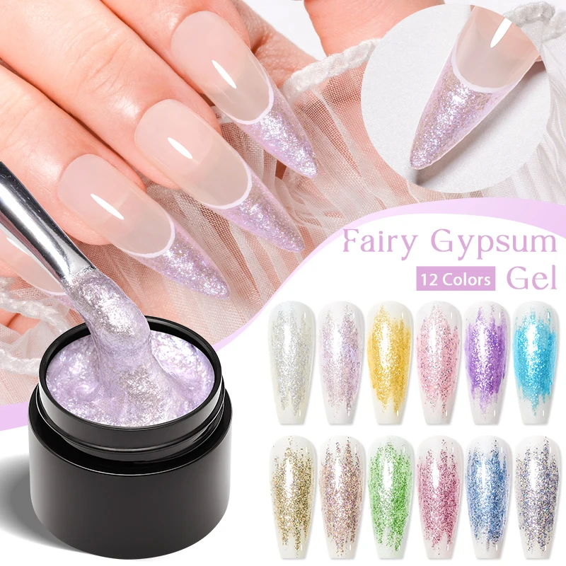 Mtssii 8ml Fairy Gypsum Nail Gel Polish 12 Colors 3D Plaster Effect Carving Drawing Creative Design Sand Nail UV Gel Varnish For