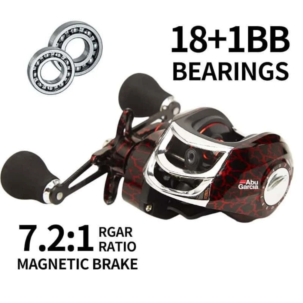 Neue Abu Garcia Low-Profile-Baitcaster-Rolle 18+1BB 7.2:1 Magnetische Bremse EVA-Griff Süßwasser-Meerwasser-Angelrolle – Detail 5