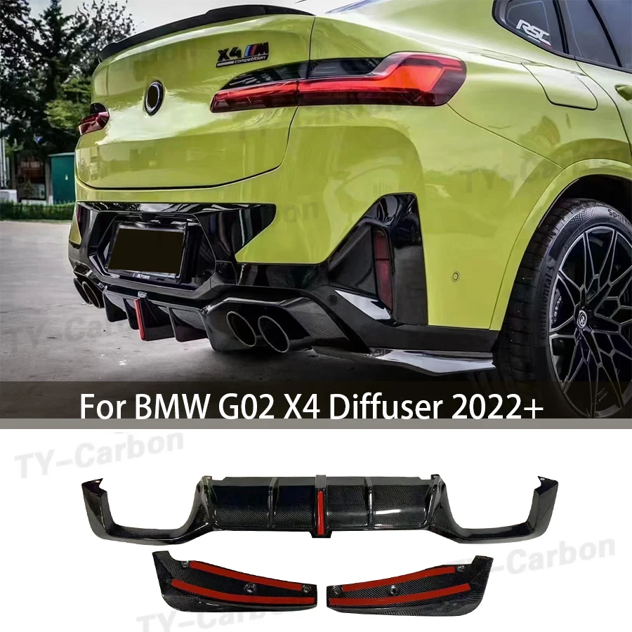 

For BMW X4 G02 Real Carbon Fiber Car Rear Bumper Lip Diffuser Rear Splitters Spoiler Rear Lip Bodykit Bumper Guard FRP 2022+