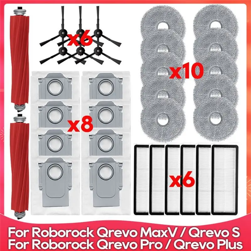 

A24F - Запасные части для Roborock Qrevo Pro / Qrevo Maxv / Qrevo S / Qrevo Plus: роликовая и боковая щетки, фильтры, насадки для влажной уборки, мешки для сбора пыли.
