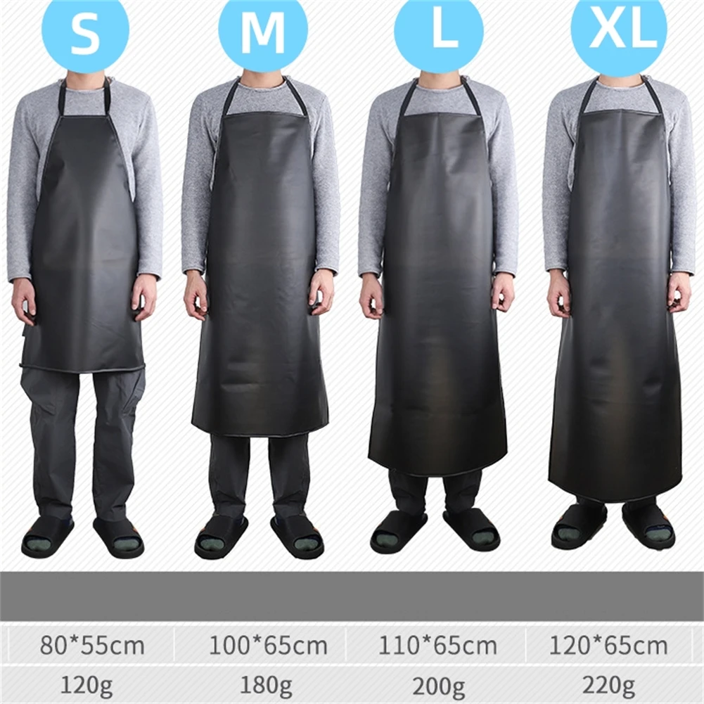 Waterproof Oilproof PVC Black Apron For Kitchen Waterproof Areas Work Cleaner Wipeable Oil Resistant Baking Accessories