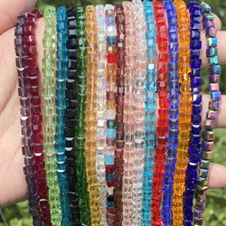 4mm Natural Faceted Cube Crystals Glass Stone Colorful Gemstone Spacer Loose Beads For Jewelry Making DIY Bracelet Necklace