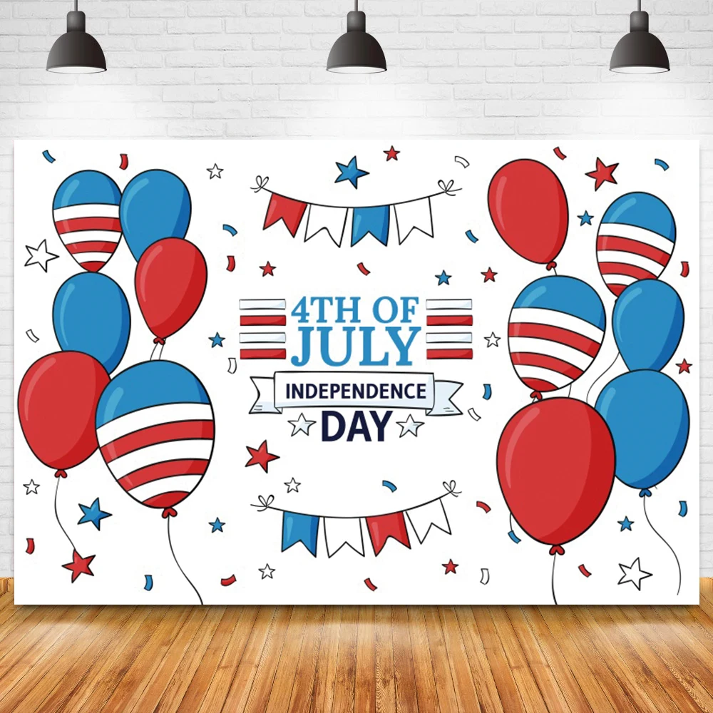 Fondo para fotografía del Día de la independencia del 4 de julio, cartel de rayas de estrellas rojas y azules, foto patriótica, Fondo para fiesta del Día de la independencia