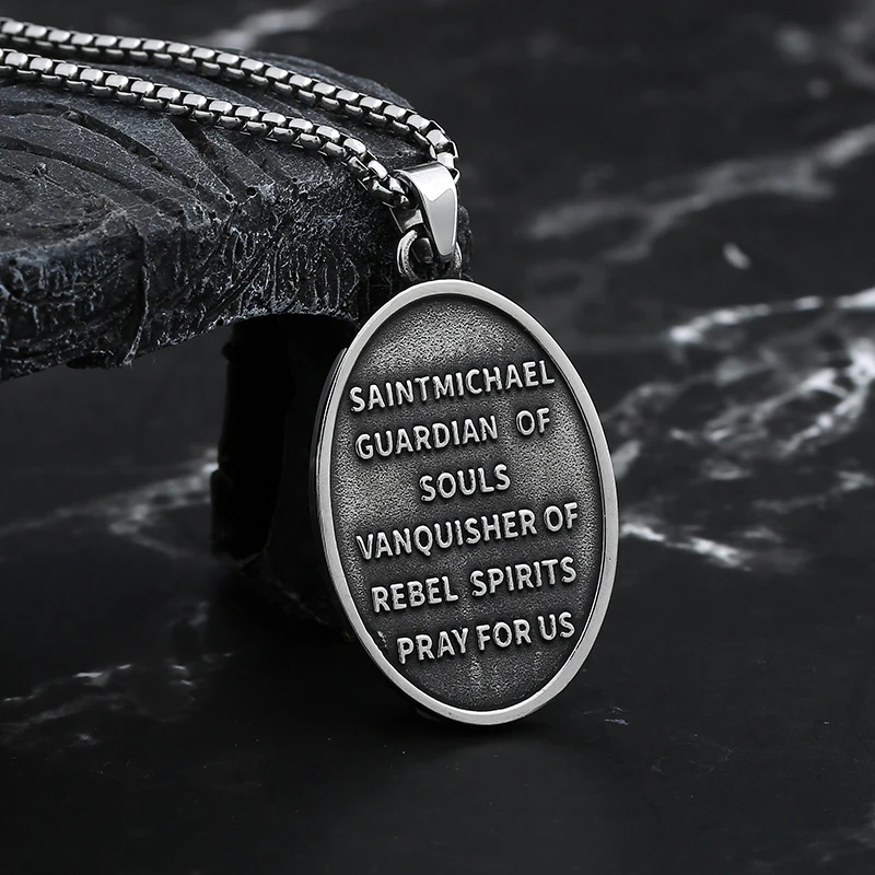 2024 New Men Stainless Steel Archangel St.Michael Guardian Pendant Necklaces Fashion Jewelry Creativity Chains Gifts