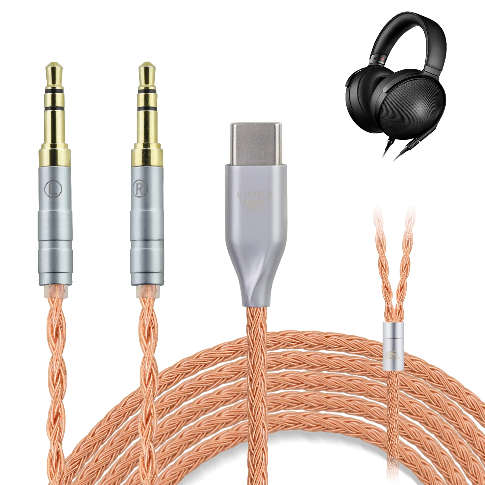 OKCSC Dual 3.5mm Headphone Balanced Cable for Hifiman HE560/HE350