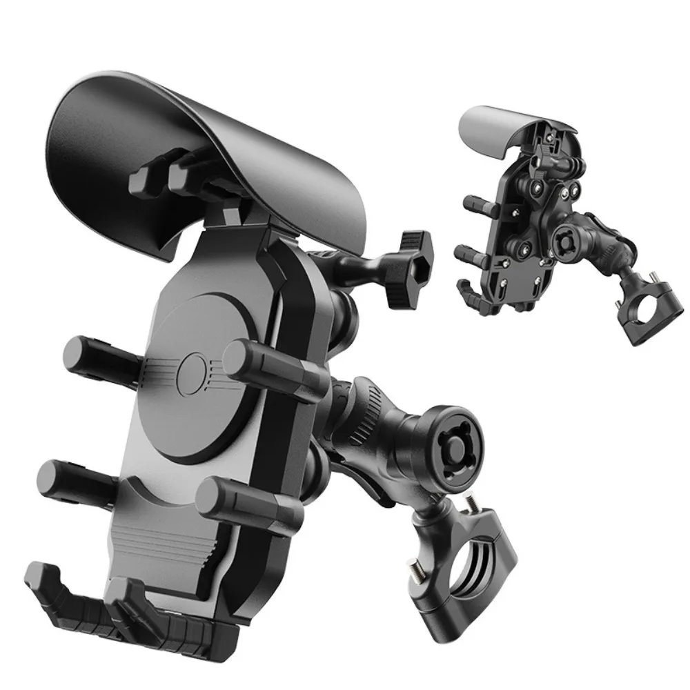 360 Rotation Motorcycle Phone Holder Sunshade Adjustable Bicycle Phone Mount Shockproof Anti Vibration Bike Cellphone Support