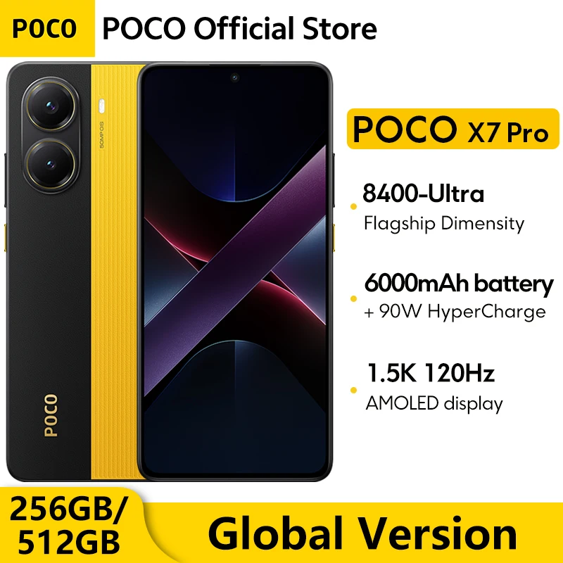 Global Version POCO X7 Pro 5G Smartphone Dimensity 8400-Ultra 6000mAh 90W Charge 50MP camera with OIS 120Hz NFC IP68