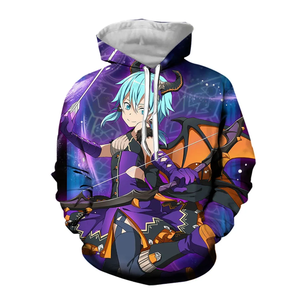 Jumeast Sword Art Online Hoodie Mens Adventure Anime Length Sleeve Hooded Sweatshirts Hoodies For Men Streetwear Winter Coat Top