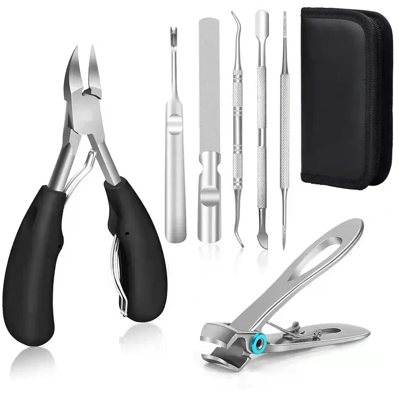

Stainless Steel Nail Clipper Set Grooming Tool Set With Portable Case Manicure Art Tool Green Nails Cut