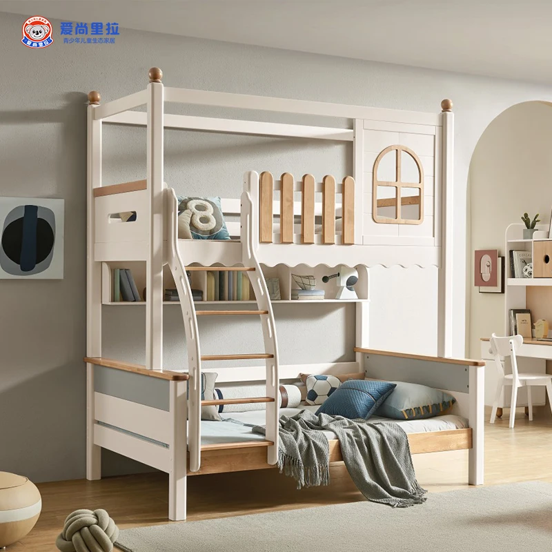 

Modern Design Solid Wood Bunk Bed with Storage Comfortable Durable Wooden Children's Bedroom Furniture Set