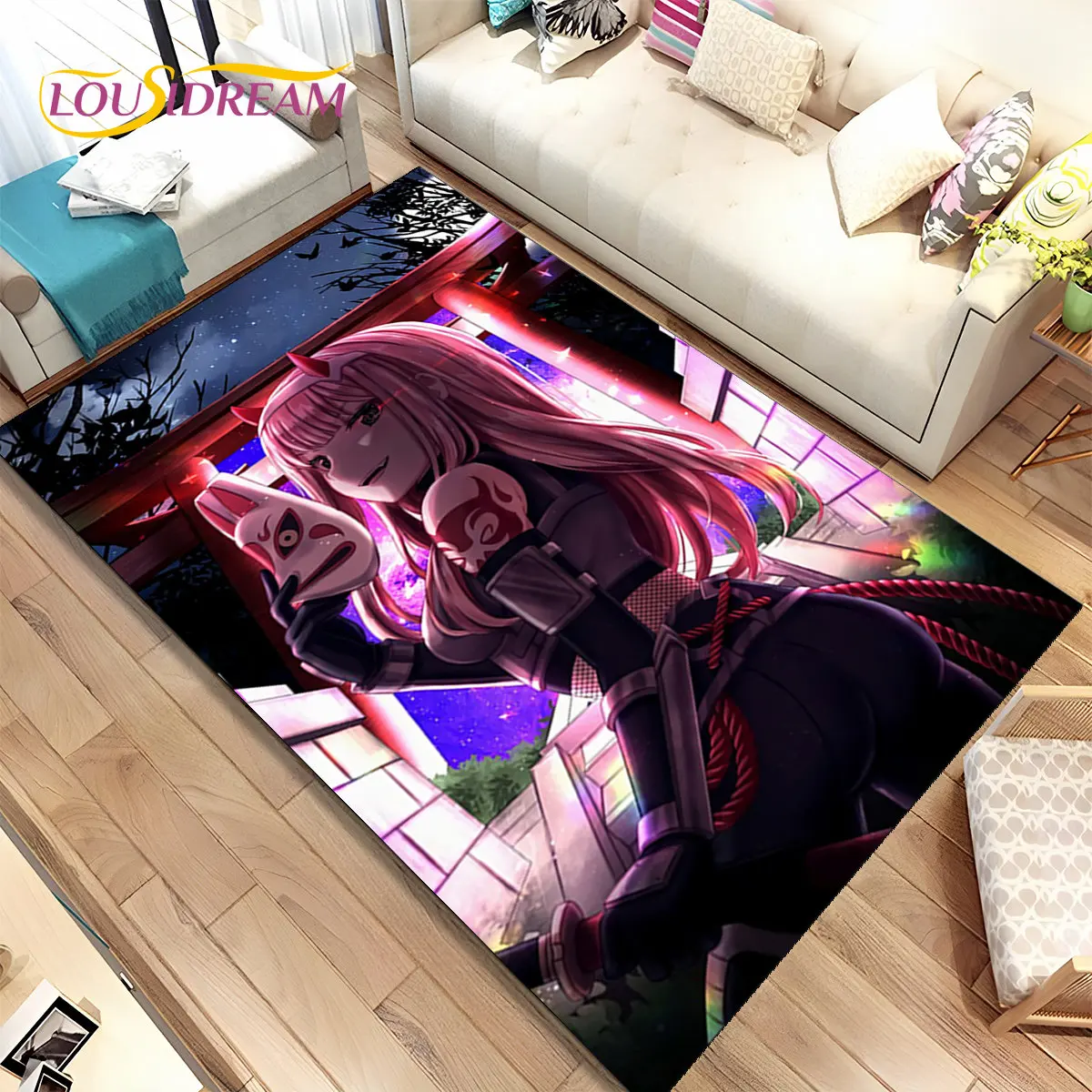 Anime Zero Two DARLING In The FRANXX Area Rug,Carpet Rug for Living Room Bedroom Sofa Doormat Decoration, Kid Non-slip Floor Mat