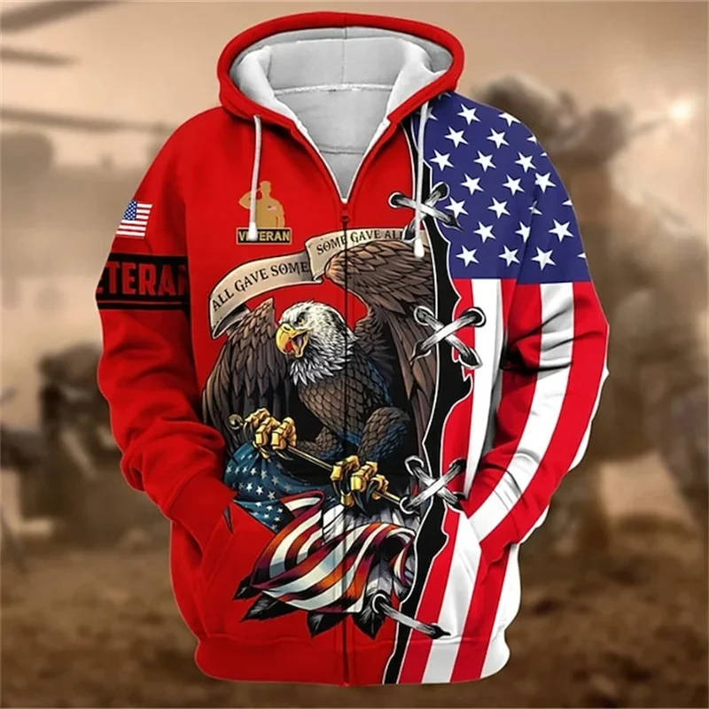 Neue 3d uns Armee gedruckt Reiß verschluss Hoodies für Männer uns Veteran Militär Grafik Reiß verschluss Hoodie Kind Mode coole Sweatshirts Vintage