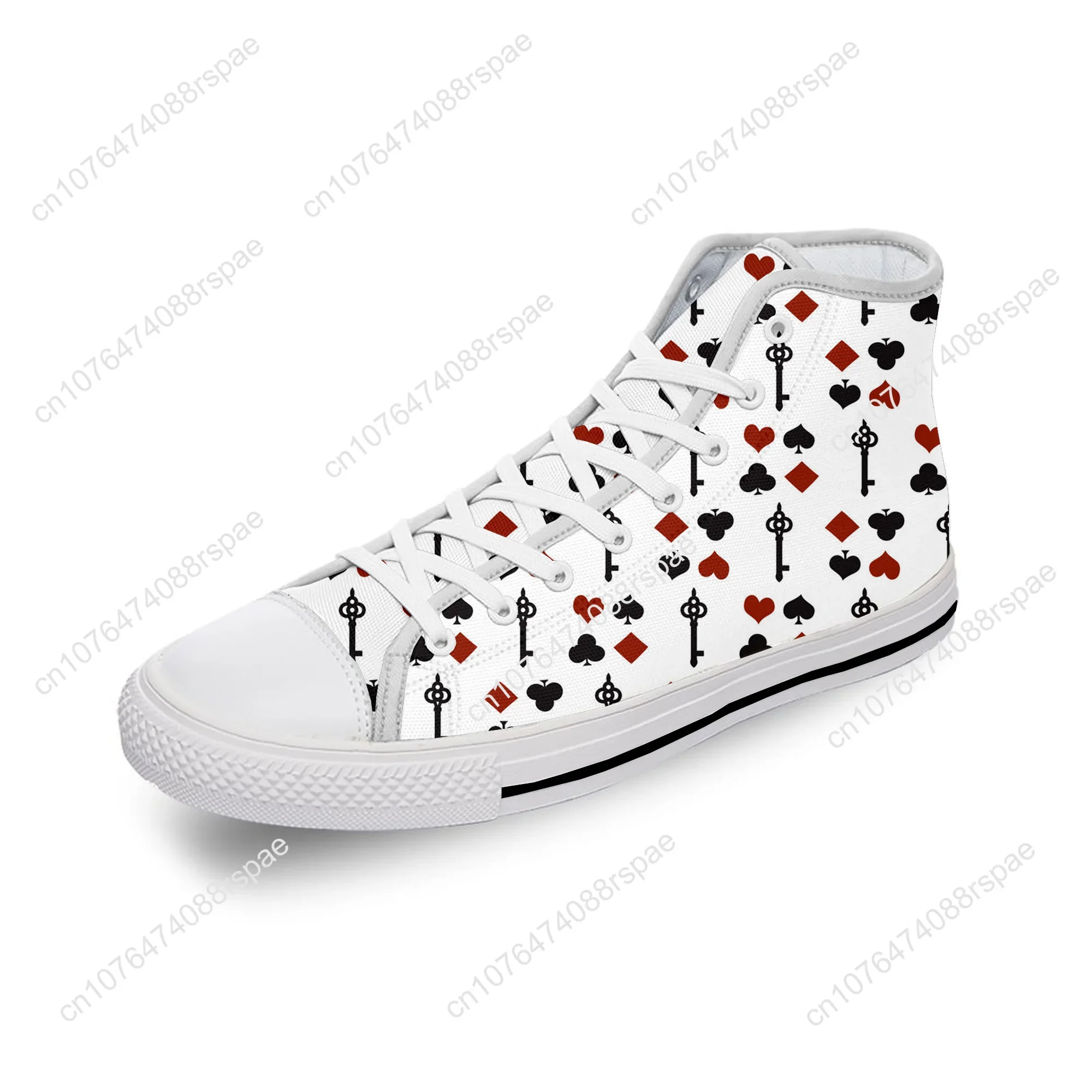 Zapatillas de lona con estampado 3D para hombre y mujer, zapatos de lona transpirables y ligeros, con diseño Popular de póker de cartas, color blanco frío