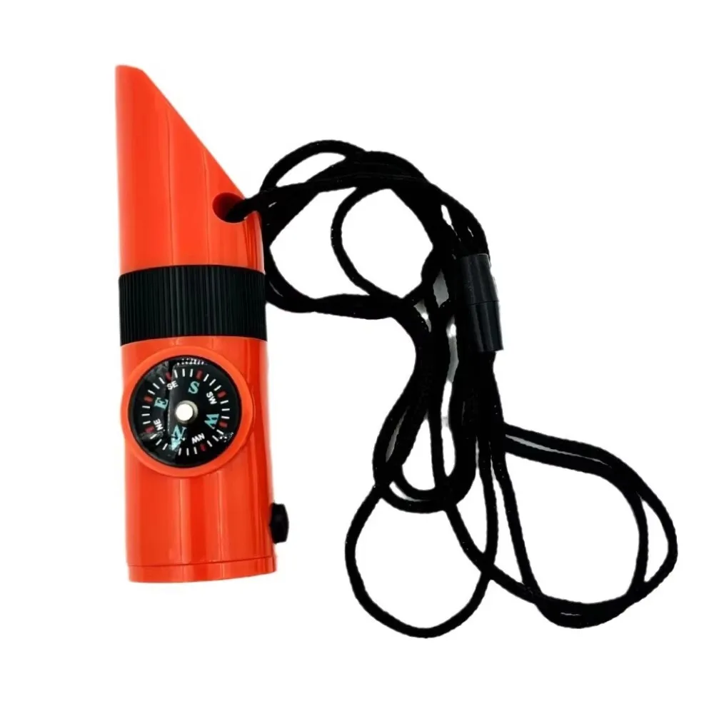 7-in-1 Emergency Survival Whistle Multifunction Compass Outdoor Survival Whistle High Decibel Portable 7-in-1 Emergency Whistle