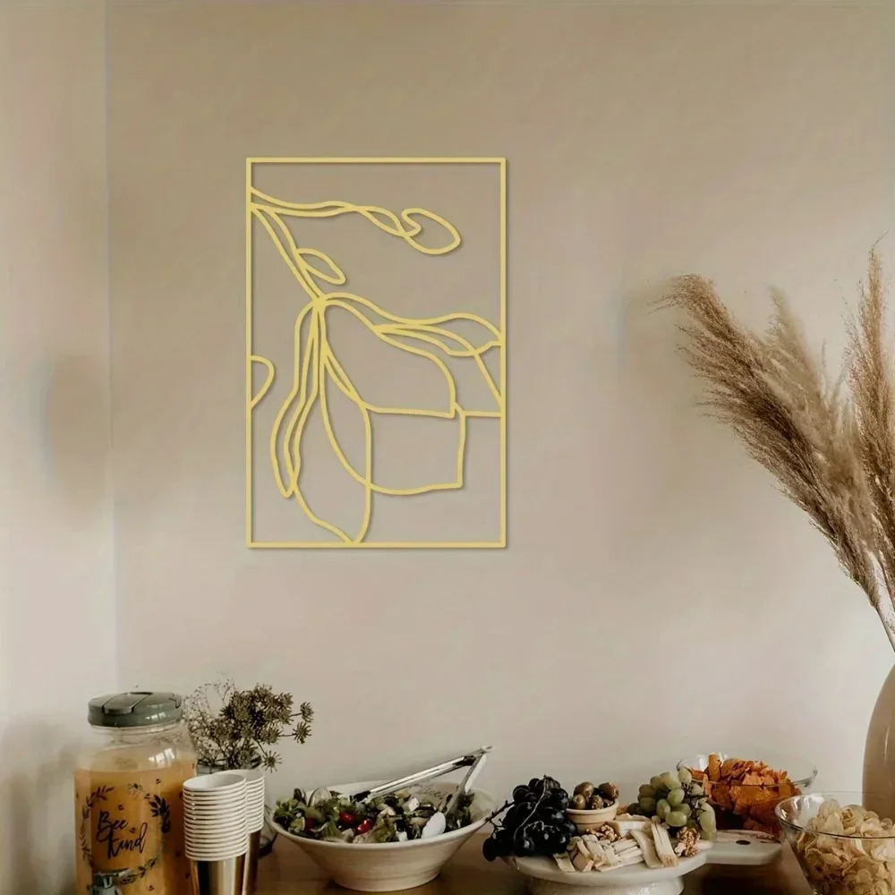 Metal Wall Art Large Gold Decorative Frames Elegant Floral Artwork, Stylish Metal Wall Décor Perfect for Unique Wall Decorations