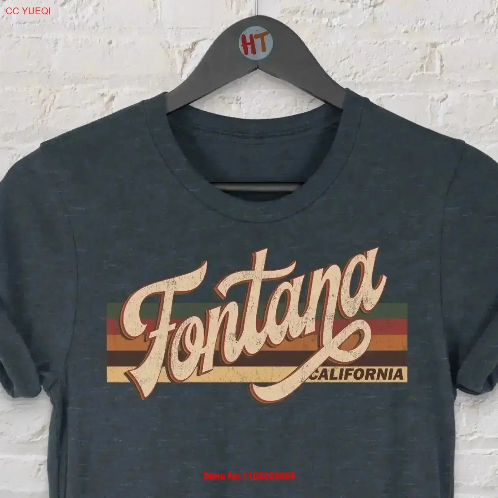 Retro Fontana Vintage T Shirt California Tourist Souvenir Washed Casual Stylish Stretched Slightly fashion Soft vintage Washed