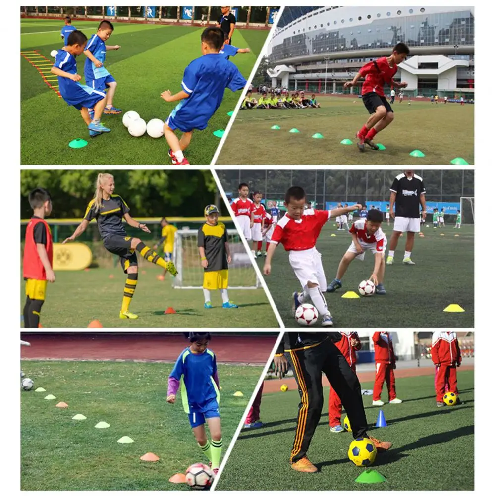 

Футбольные конусы, тренировочные конусы, универсальный инструмент для тренировки по футболу, 25 ярких футбольных конусов с сумкой для хранения, гладкие для динамики