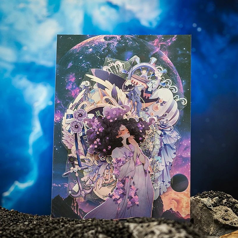 Mr. Paper, Dreamy Starry Sky Theme Stickers, Scrapbook, Photo Frame, Diary Decoration Gift Packaging Paper, 10 Sheets/pack