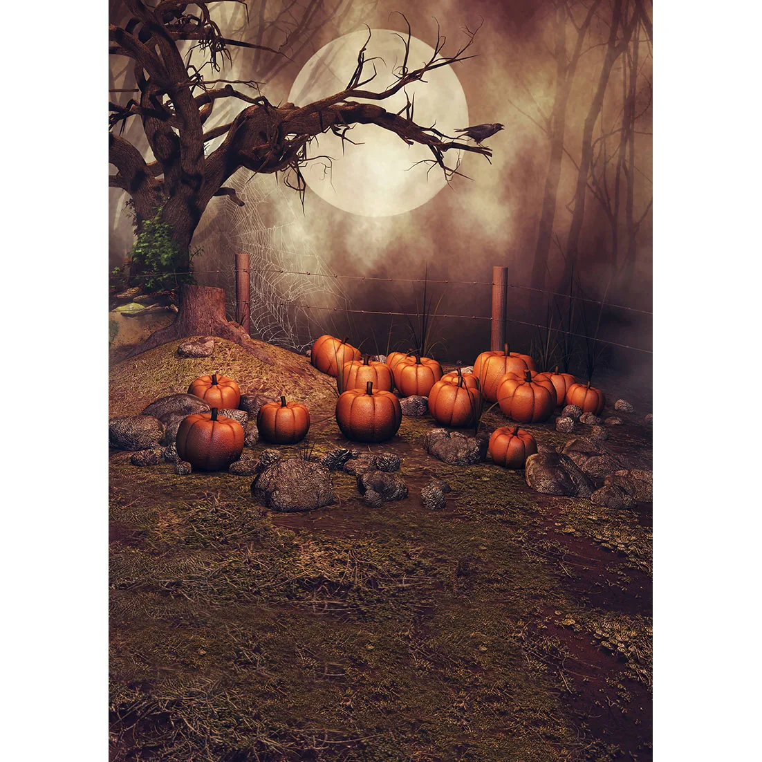 Happy Halloween Backdrop Grave Moon Baby Portrait Photography Background Pumpkin Lanterns Kids Photo Studio Shoots Photographic